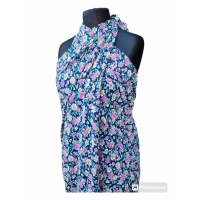 Duża sukienka plażowa - eleganckie PAREO XXL szyfon kolorowa łączka